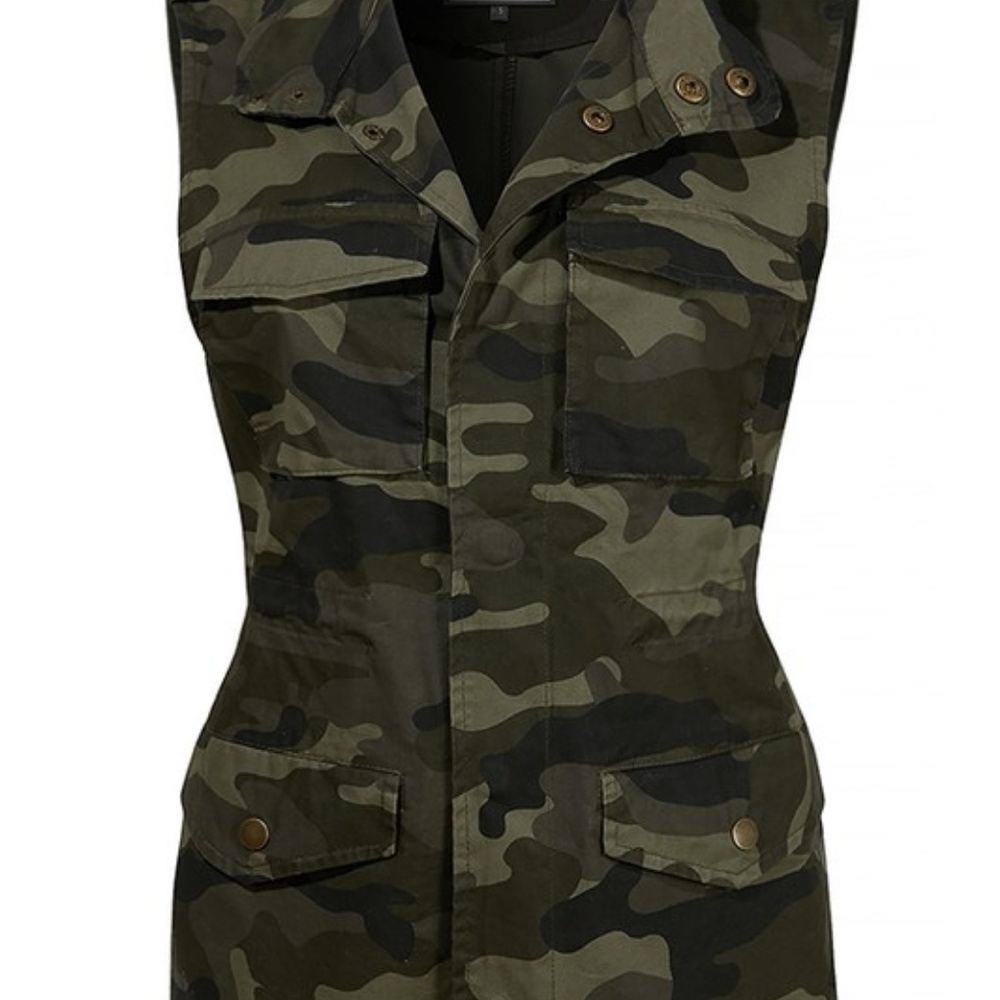NEW LOVE TREE CAMOUFLAGE MILITARY ANORAK ARMY VEST shirt jacket wrap USA SM-2XL - Picture 4 of 8